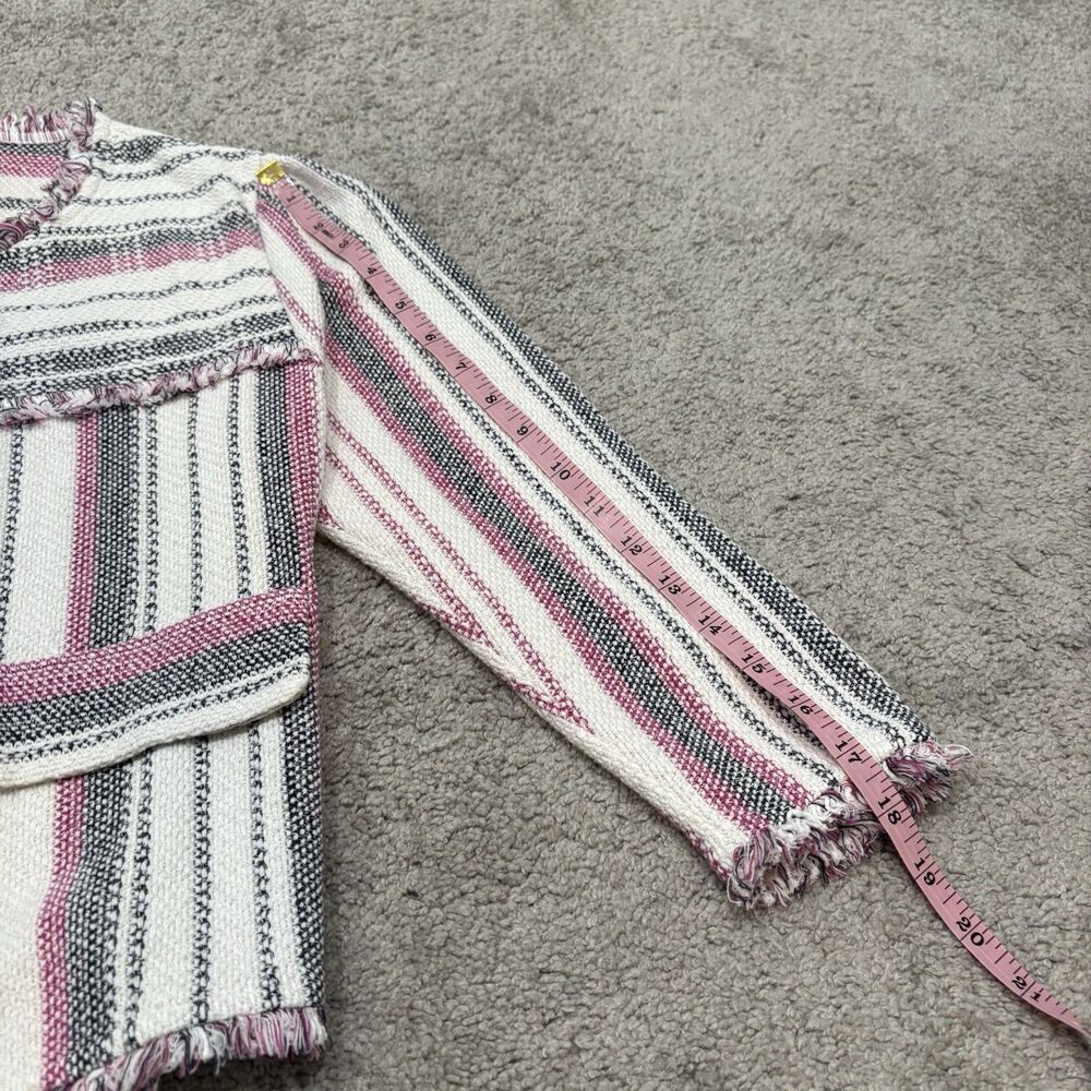 Nic And Zoe Dashing Days Striped Fringe Jacket Size PP Petite (0P) - Picture 8 of 9